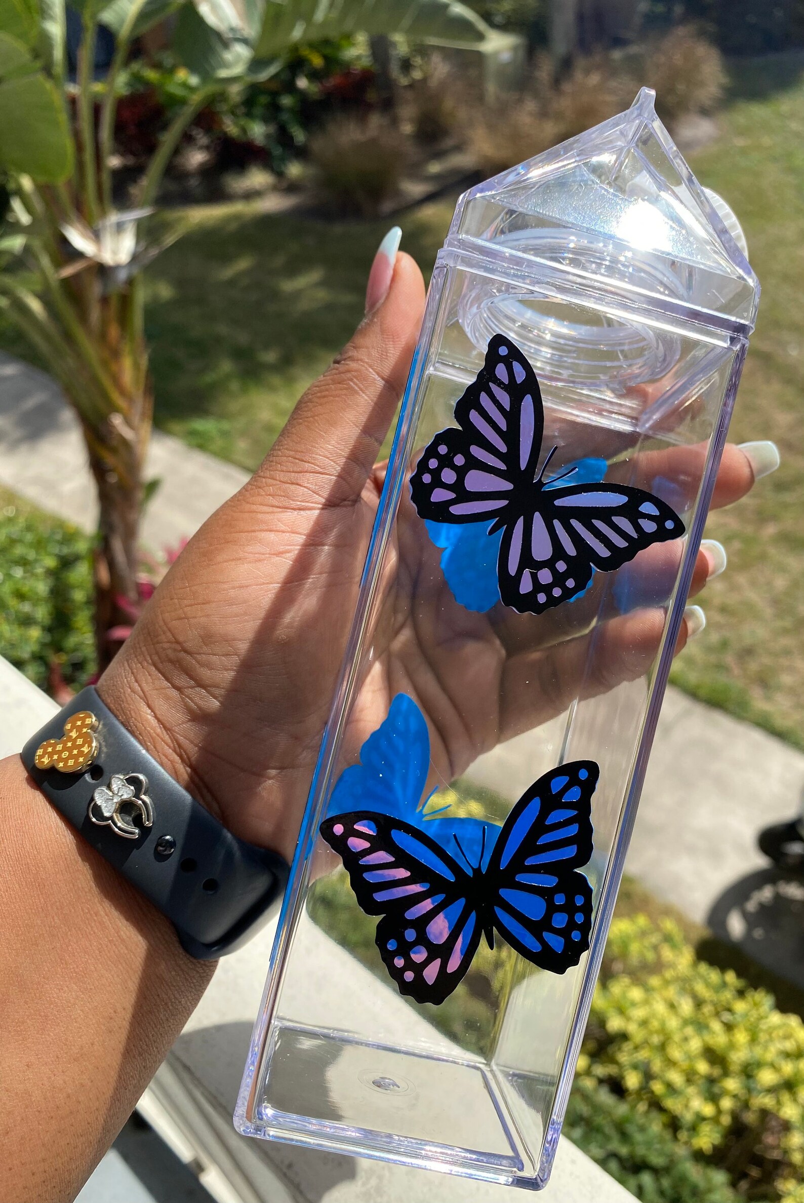 Milk Carton bottle holographic butterfly bottle | Etsy