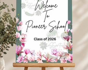 Pioneer School Banner  Floral Poster: JW Gift, Class of 2026 (Digital Download, 16x20 JPEG)