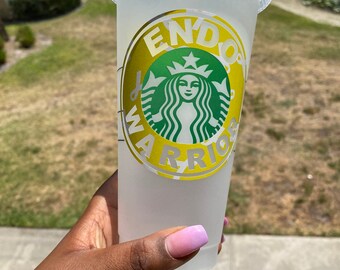 Custom Endometriosis Cup – 24 oz Reusable Cold Cup for Endo Warriors • 1-in-10 Awareness • Endo Warrior Reusable Drink Cup