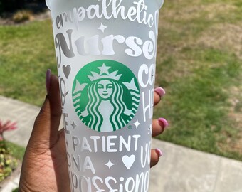 Nurse Starbucks Cold Cup: Vinyl Decal, Nursing Gift