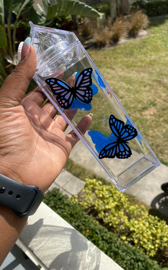ACRYLIC MILK CARTON DECAL // Layered Holographic Butterflies with