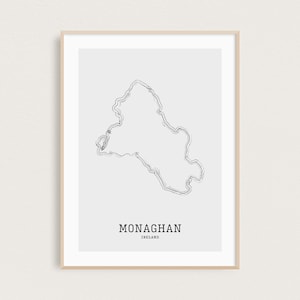 Map Line Art | County Monaghan Map | Ireland Map Print | Minimal Map Print | Irish Counties | Ireland Gifts | Irish Map | Wanderlust Print
