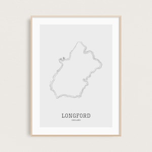 Map Line Art | County Longford Map | Ireland Map Print | Minimal Map Print | Longford Poster | Ireland Gifts | Irish Map | Wanderlust Print