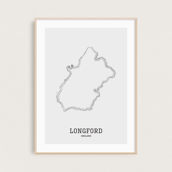 Map Line Art | County Longford Map | Ireland Map Print | Minimal Map Print | Longford Poster | Ireland Gifts | Irish Map | Wanderlust Print