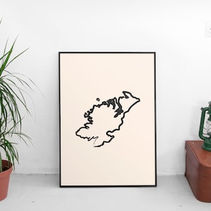 Impression artistique Donegal // Carte imprimée du Donegal // Comté de Donegal // Carte du Donegal // Art mural Donegal // Cadeaux irlandais // Art mural irlandais