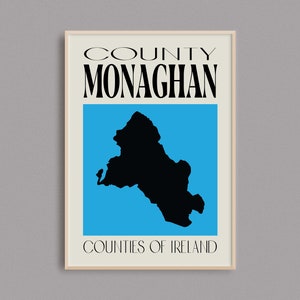 Carte du comté de Monaghan | Irlande Carte Imprimer | Comtés d’Irlande | Irlande Cadeaux | carte irlandaise | | d’affiches de voyage en Irlande Art mural de Monaghan