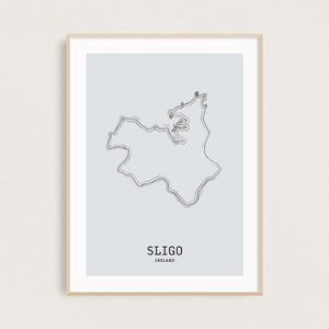 Dessin au trait de la carte | Carte du comté de Sligo | Carte de l'Irlande imprimée | Impression de carte minimale | Comtés d'Irlande | Cadeaux Irlande | Carte de l'Irlande | Impression Wanderlust