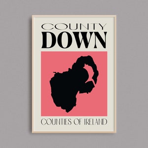 County Down Map | Ireland Map Print | Counties of Ireland | Ireland Gifts | Irish Map | Ireland Travel Poster | Down Wall Art