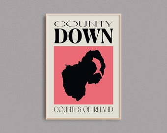 Karta över County Down | Reseaffisch för Irland