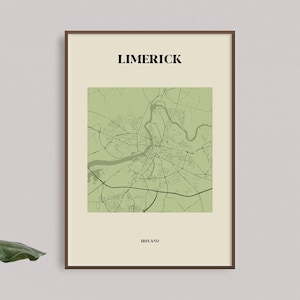 Limerick Carte Imprimer // Carte de Limerick Print // Limerick City // Limerick Map // Limerick Wall Art // Irish Gifts // Irish Wall Art
