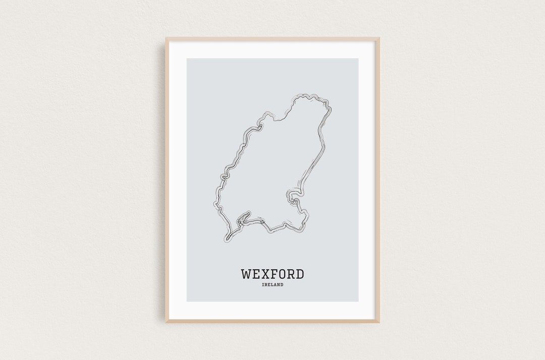 Map Line Art County Wexford Map Ireland Map Print Minimal Map Print