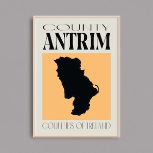 County Antrim Map | Ireland Map Print | Counties of Ireland | Ireland Gifts | Irish Map | Ireland Travel Poster | Antrim Wall Art