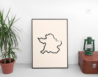 Impresión artística del mapa del condado de Meath / Decoración minimalista de pared irlandesa