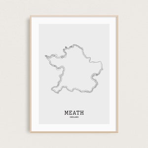 Carte d'art au trait | Carte du comté de Meath | Impression carte Irlande | Impression de carte minimaliste | Comtés d’Irlande | Cadeaux Irlande | Carte irlandaise | Impression Wanderlust