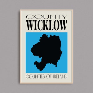 Carte du comté de Wicklow | Irlande Carte Imprimer | Comtés d’Irlande | Irlande Cadeaux | carte irlandaise | | d’affiches de voyage en Irlande Art mural de Wicklow