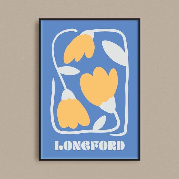 County Longford Print | Irish Botanical Print | Counties of Ireland | Ireland Gifts | County Longford Art | Travel Poster | Irish Wall Art