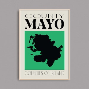 Landkarte Mayo | Irland Karte Druck | Counties of Ireland | Irland Geschenke | Irische Karte | Irland Reiseposter | Mayo Wandkunst