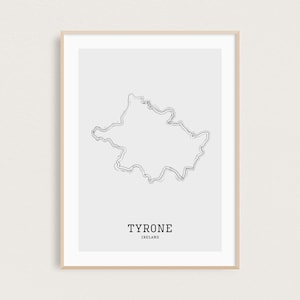 Map Line Art | County Tyrone Map | Ireland Map Print | Minimal Map Print | Tyrone poster | Ireland Gifts | Irish Map | Wanderlust Print