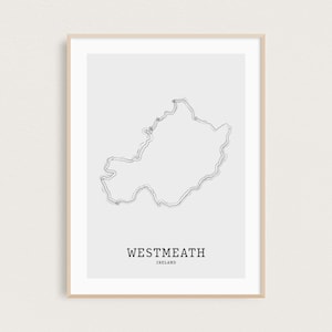 Map Line Art | County Westmeath Map | Ireland Map Print | Minimal Map Print | Irish Counties | Ireland Gifts | Irish Map | Wanderlust Print