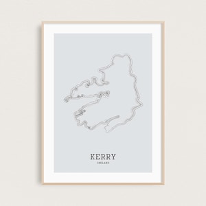 Map Line Art | County Kerry Map | Ireland Map Print | Minimal Map Print | Counties of Ireland | Ireland Gifts | Irish Map | Wanderlust Print
