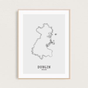 Landkarte Line Art | Grafschaft Dublin Stadtplan | Irland Karte Print | Minimal Art Print | Dublin Poster | Irland Geschenke | Irische Karte | Wanderlust Print