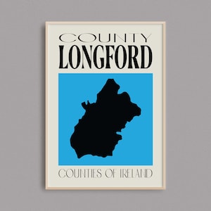 Longford Karte | Irland Karte Print | Grafschaften Irlands | Irland Geschenke | Irische Karte | Irland Poster | Longford Wandkunst