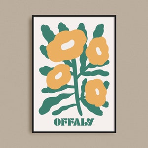 County Offaly Print | Irish Botanical Print | Counties of Ireland | Ireland Gifts | County Offaly Art | Travel Poster | Irish Wall Art