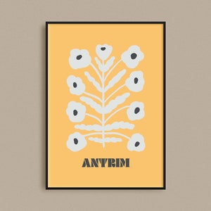 County Antrim Print | Irish Botanical Print | Counties of Ireland | Ireland Gifts | County Antrim Art | Travel Poster | Irish Wall Art