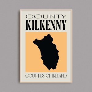 Carte du comté de Kilkenny | Irlande Carte Imprimer | Comtés d’Irlande | Irlande Cadeaux | carte irlandaise | | d’affiches de voyage en Irlande Art mural de Kilkenny