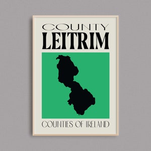 Carte du comté de Leitrim | Irlande Carte Imprimer | Comtés d’Irlande | Irlande Cadeaux | carte irlandaise | | d’affiches de voyage en Irlande Art mural de Leitrim