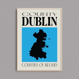 Carte du comté de Dublin | Irlande Carte Imprimer | Comtés d’Irlande | Irlande Cadeaux | carte irlandaise | | d’affiches de voyage en Irlande Art mural de Dublin