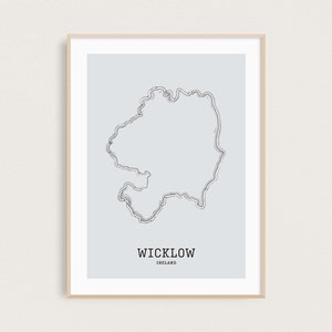 Dessin au trait de la carte | Carte du comté de Wicklow | Carte de l'Irlande imprimée | Impression de carte minimale | affiche de Wicklow | Cadeaux Irlande | Carte de l'Irlande | Impression Wanderlust
