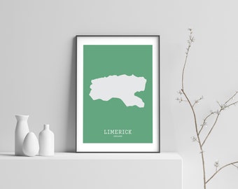 Limerick Kartendruck | Minimalistische irische Wandkunst