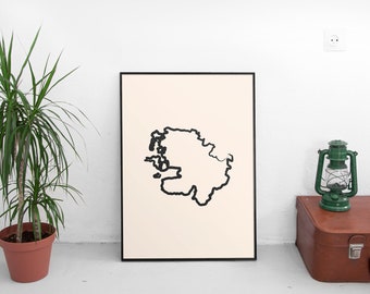County Mayo Map Print, Modern Irish Wall Art