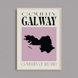 Carte du comté de Galway | Irlande Carte Imprimer | Comtés d’Irlande | Irlande Cadeaux | carte irlandaise | | d’affiches de voyage en Irlande Art mural de Galway