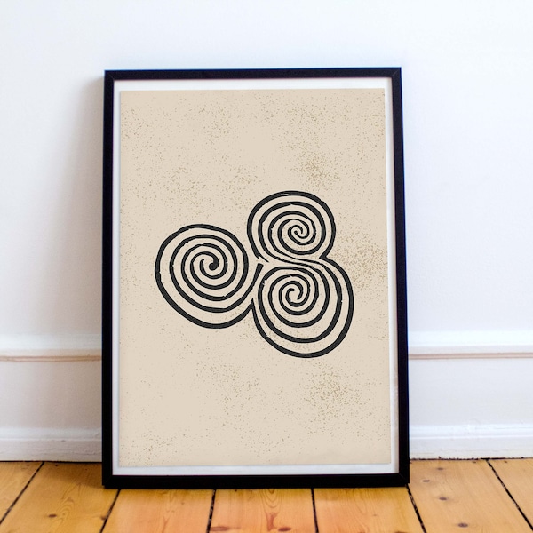 Tri Spiral Art Print | Ancient Ireland Art | Minimal Wall Art | Ireland Wall Art | Meath Art Print | Ireland Gifts | Celtic Artwork
