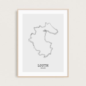 Landkarte Line Art | Grafschaft Louth Karte | Irland Karte Print | Minimal Karte Print | Grafschaften Irlands | Irland Geschenke | Irische Karte | Wanderlust Print
