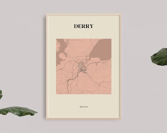 Derry City Map Print, Irish Wall Art