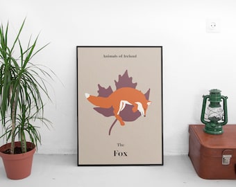 Fox Print, Irish Animal Illustration, Children's Wall Art