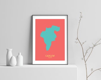 Carlow Map Print, Irish Wall Art, Modern Design