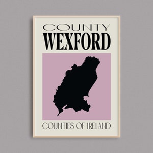 Carte du comté de Wexford | Carte de l'Irlande imprimée | Comtés d'Irlande | Cadeaux Irlande | Carte de l'Irlande | Poster de voyage en Irlande | Décoration murale Wexford
