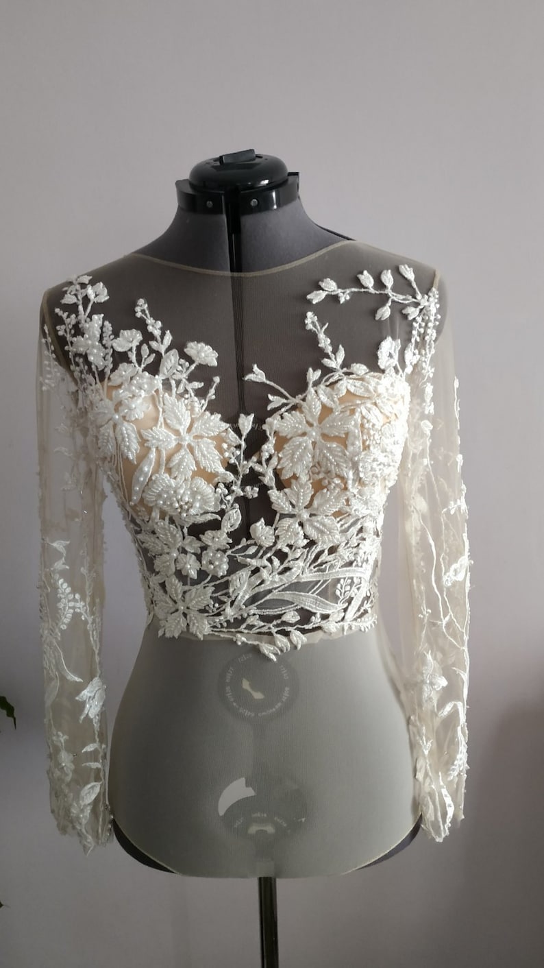 Bridal Bodysuit Lace Beaded Top Wedding Ivory Lace Bodysuit | Etsy