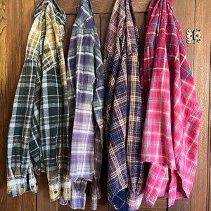 Mystery Bleached Flannel Shirt | Sustainable Fashion | Upcycled | Distressed |  Boho | Grunge | 90s