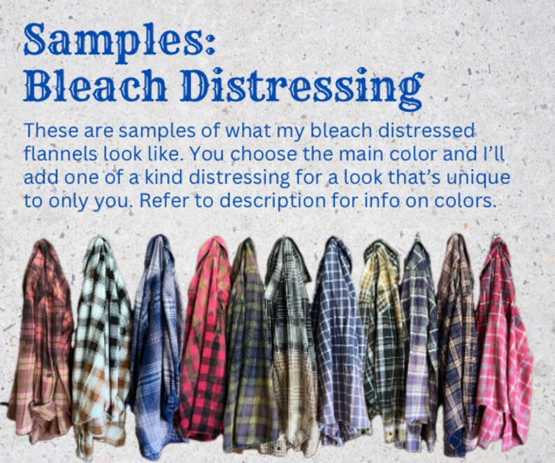 Custom Bleach Distressed Flannel Shirt (you Pick Color) - Etsy