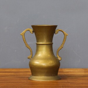 Antique Brass Amphora, Brass Elegant Decorative Vase, Small Brass Vase With Bronze Handles, Vintage Small Brass Urn, Art Home Decor