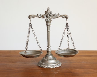 Brass Scale of Justice, Law Office Decor, Elegant Home Decor, Old Brass Balance Scale, Ornate Bronze Scale, Library Decor, Scale Centerpiece