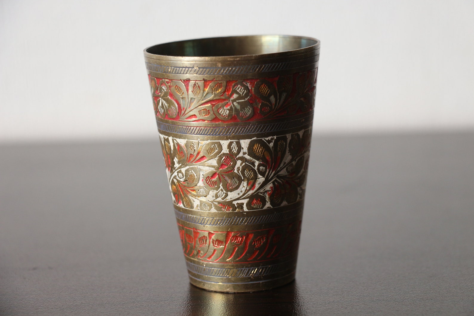Vintage Brass Engraved Cup. Handmade Etched Brass Copper Cup. Etsy UK