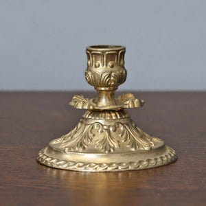 Metal Ornate Small Candlestick, German Mini Candle Holder with Floral Design, Elegant Cute Small Candlestick.