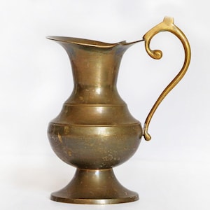 Vintage Brass Pitcher. House Retro decor. Antique Brass Jug. Flower Brass Vase