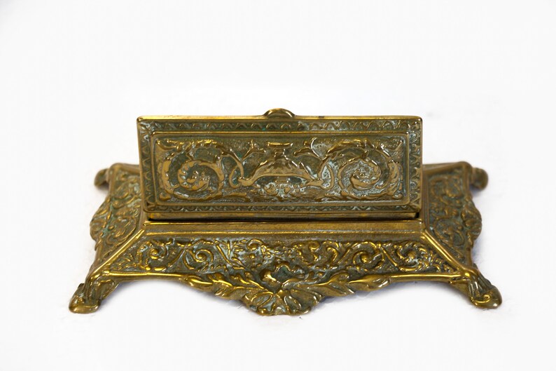 Antique Brass Stamp Holder Rococo Style Postage Stamp Holder Etsy